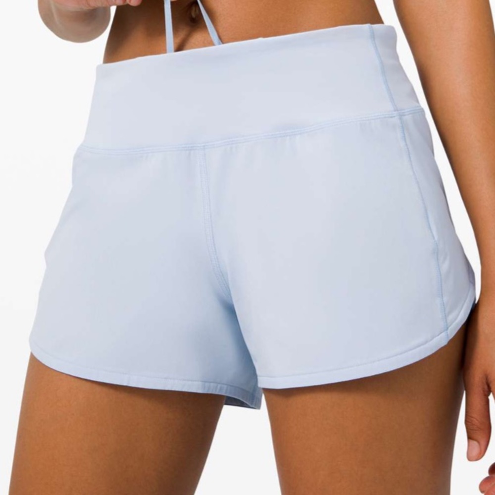 NWT Lululemon Blue Linen Mid Rise Lined Speed Up Short 4" Size 12 - Picture 7 of 10